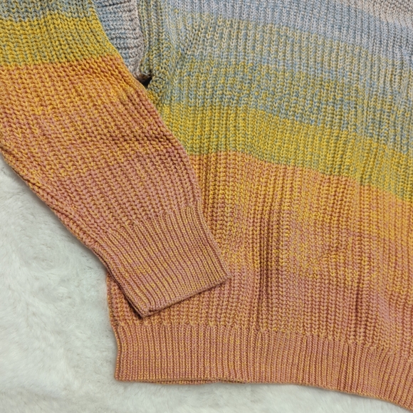 LC Lauren Conrad Women Mock Neck Rainbow Ombre Knit Sweater NWT - Picture 5 of 8